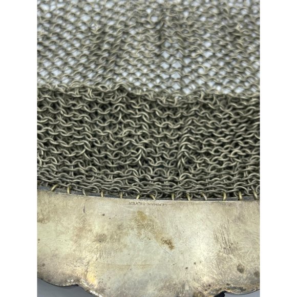 Antique German Silver Chain Mail Evening Bag w/ Ch - Picture 3 of 9